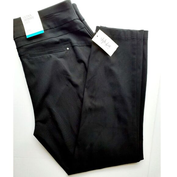 Style & Co. Ultra Skinny Leg Mid Rise Comfort Waist Pull On Black Pants NWT PL - Picture 1 of 8